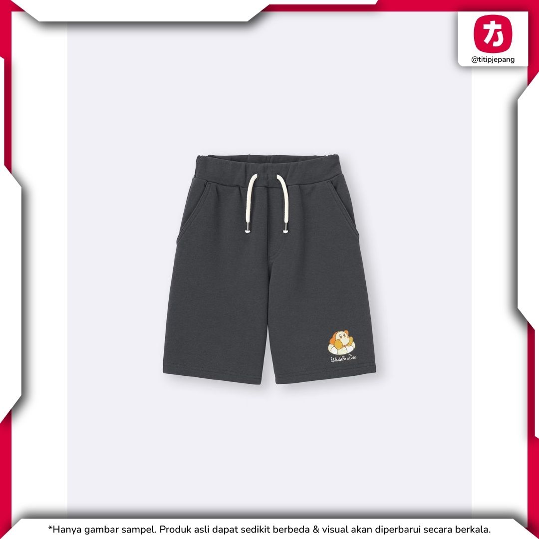 Celana GU Kirby Sweat Shorts Anak Unisex Dark Gray Nyaman Dipakai