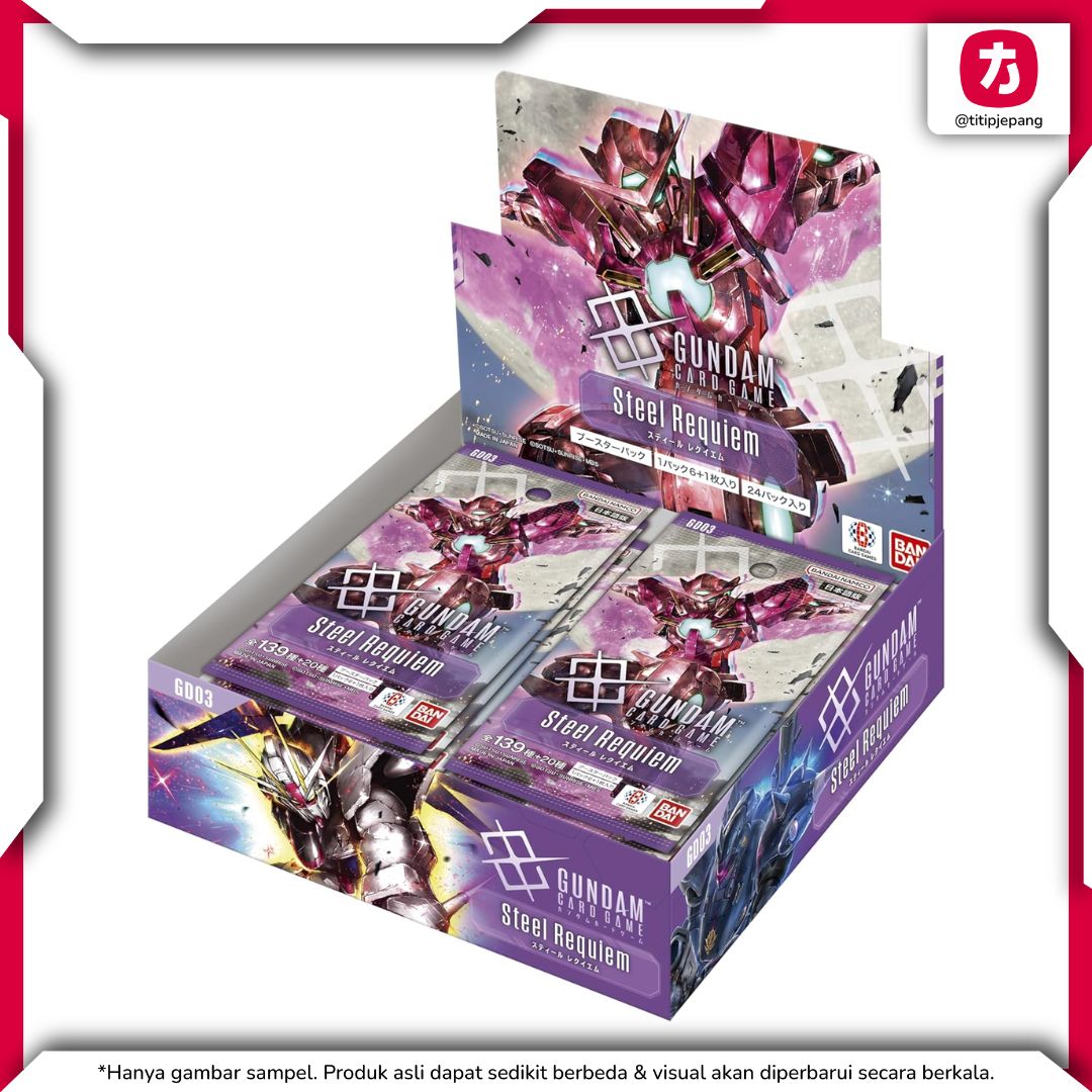 Bandai Gundam Booster Pack Steel Requiem GD03 BOX 24 Packs Resmi BANDAI Bandai Gundam Booster Pack Steel Requiem GD03 BOX 24 Packs Resmi BANDAI