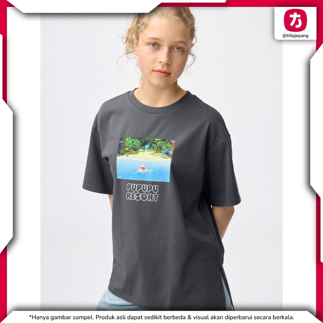 Kaos GU Kirby Gray Wanita Edisi Kasual Minimalis Trendy Kaos GU Kirby Gray Wanita Edisi Kasual Minimalis Trendy