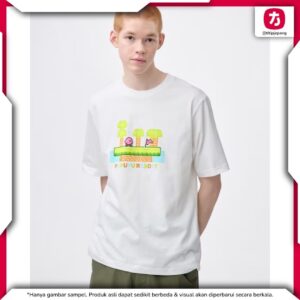 Kaos GU Kirby Off White Pria Desain Pixel Art Retro Kasual Kaos GU Kirby Off White Pria Desain Pixel Art Retro Kasual