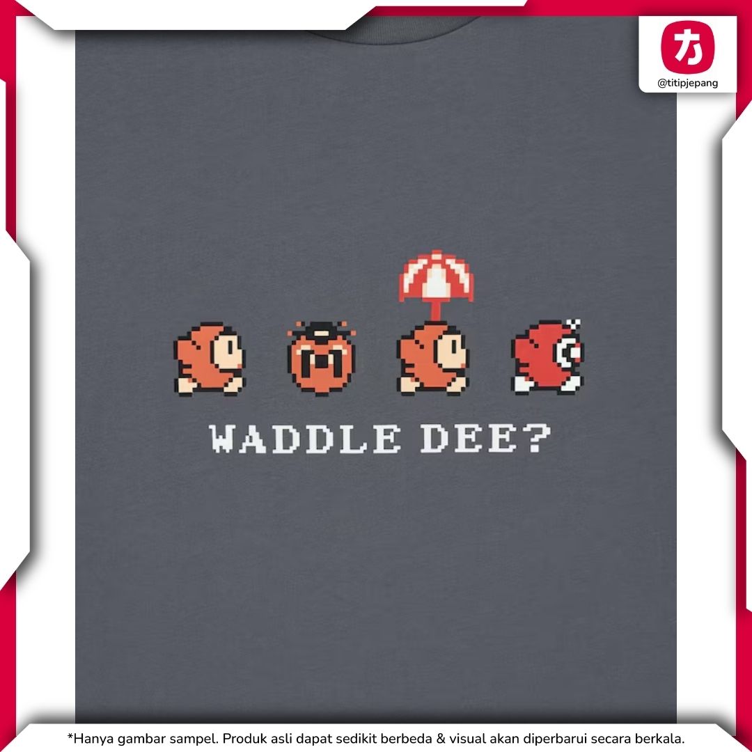 Kaos GU Kirby Gray Pria Motif Pixel Art Waddle Dee Kasual Kaos GU Kirby Gray Pria Motif Pixel Art Waddle Dee Kasual