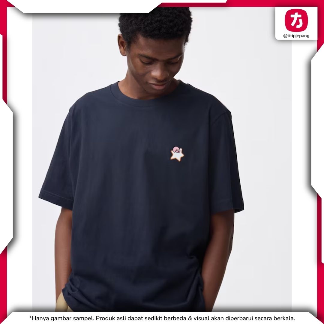 Kaos GU Kirby Navy Bordir Pria Detail Pixel Cross Stitch Kaos GU Kirby Navy Bordir Pria Detail Pixel Cross Stitch