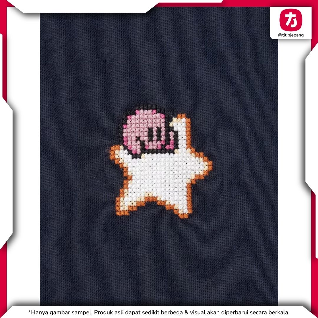 Kaos GU Kirby Navy Bordir Pria Detail Pixel Cross Stitch Kaos GU Kirby Navy Bordir Pria Detail Pixel Cross Stitch