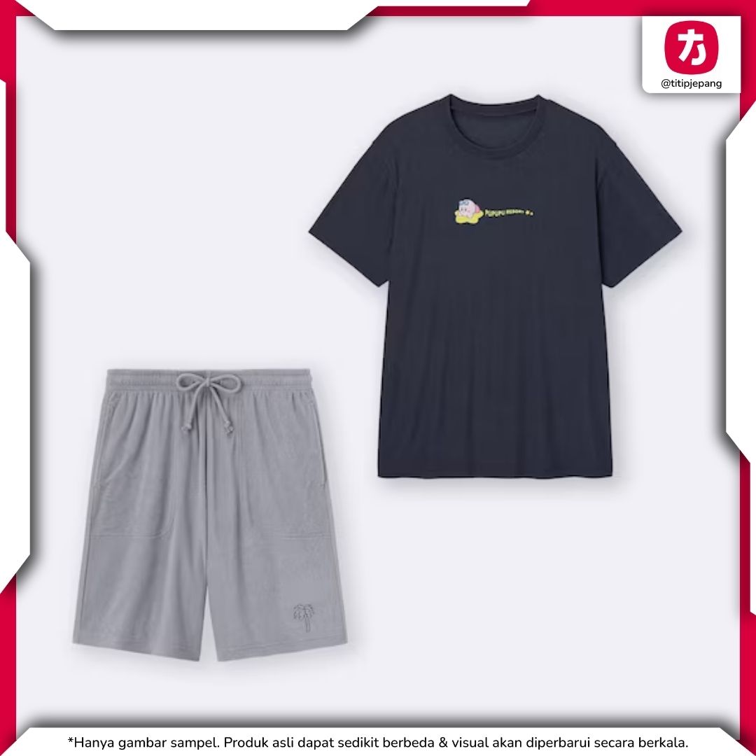 Baju Santai GU Kirby Navy Pria Setelan Piyama Handuk Adem Empuk