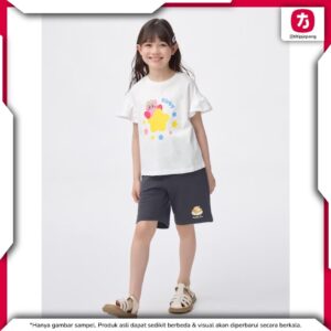 Kaos GU Kirby Anak Off White Baju Atasan Anak Perempuan Ruffle