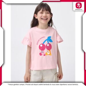 Kaos GU Kirby Anak Pink Baju Anak Perempuan Lengan Frill Adem