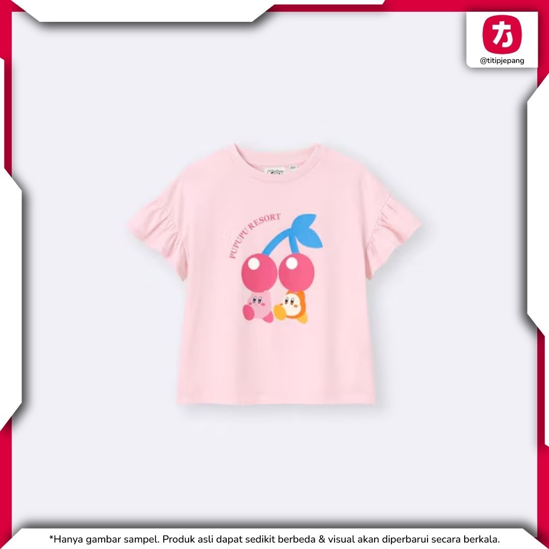 Kaos GU Kirby Anak Pink Baju Anak Perempuan Lengan Frill Adem Kaos GU Kirby Anak Pink Baju Anak Perempuan Lengan Frill Adem