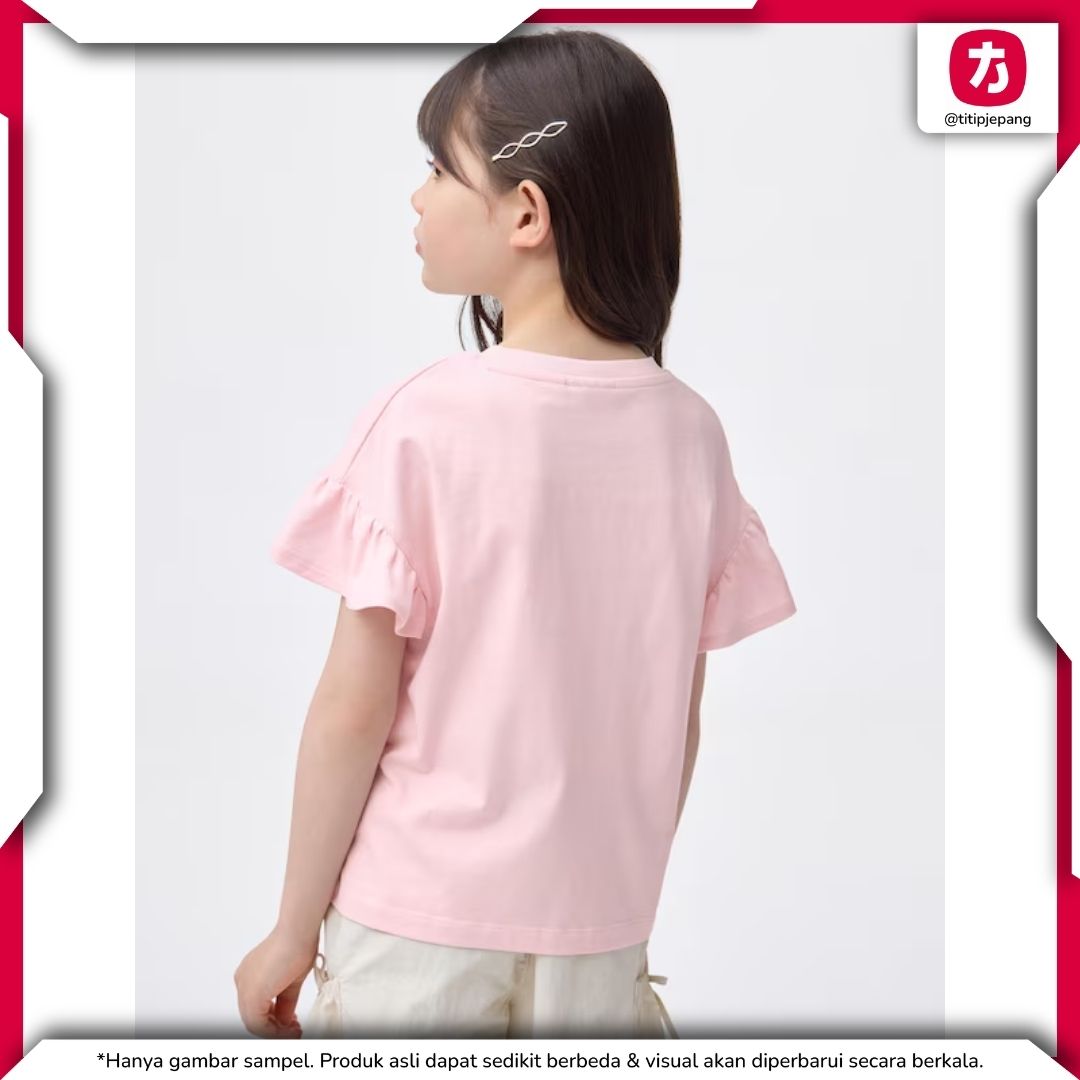 Kaos GU Kirby Anak Pink Baju Anak Perempuan Lengan Frill Adem