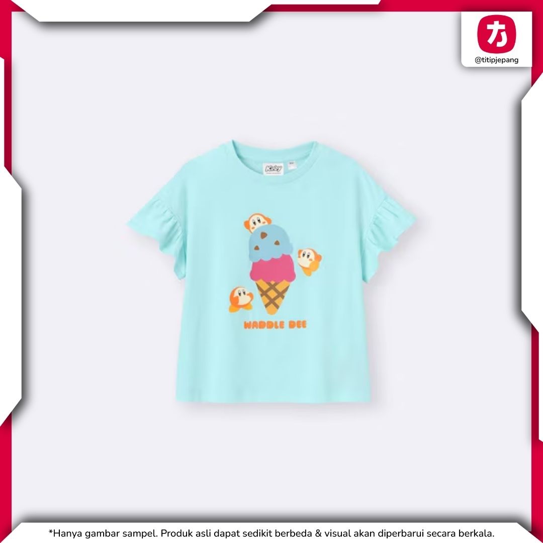 Kaos GU Kirby Anak Green Baju Atasan Anak Perempuan Motif Frills