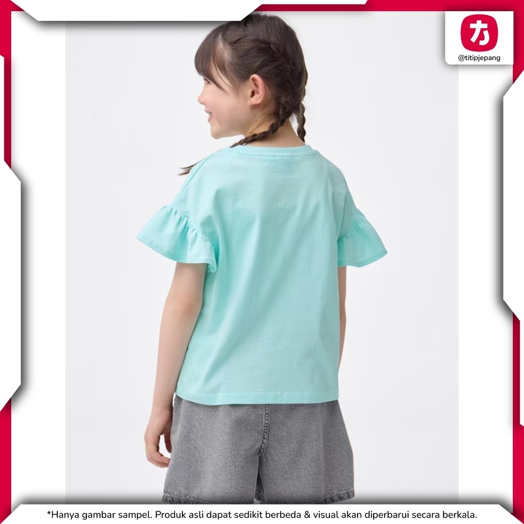 Kaos GU Kirby Anak Green Baju Atasan Anak Perempuan Motif Frills