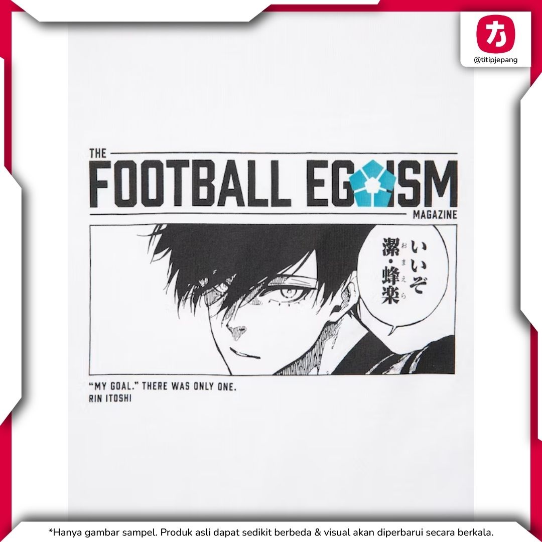 Kaos Blue Lock Uniqlo 2 Rin dengan Desain Football Egoism Magazine
