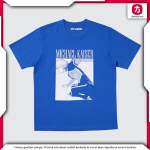 Kaos Blue Lock Uniqlo Kaiser dengan Desain Besar dan Detail Rose di Belakang Kaos Blue Lock Uniqlo Kaiser dengan Desain Besar dan Detail Rose di Belakang