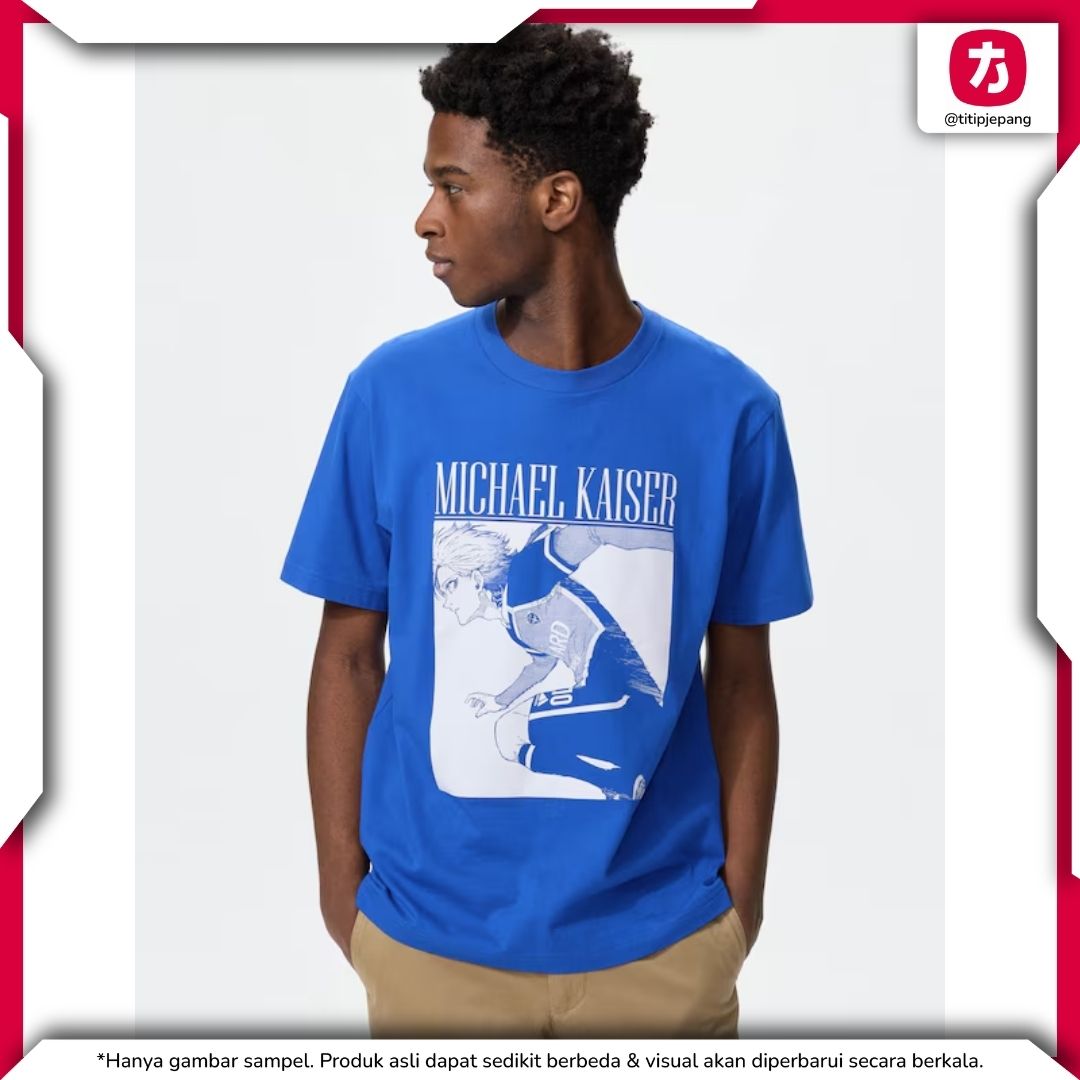 Kaos Blue Lock Uniqlo Kaiser dengan Desain Besar dan Detail Rose di Belakang