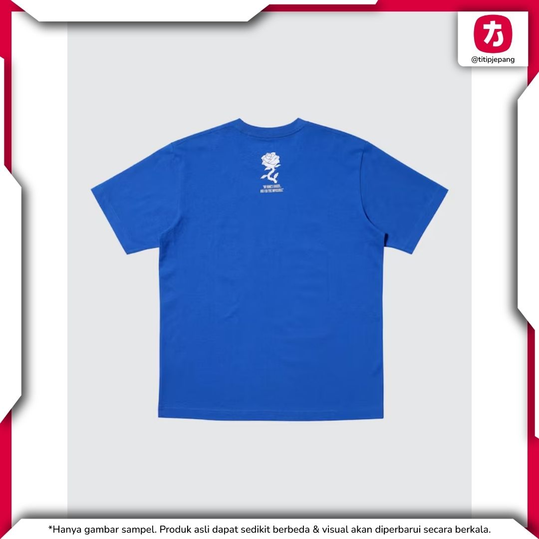 Kaos Blue Lock Uniqlo Kaiser dengan Desain Besar dan Detail Rose di Belakang