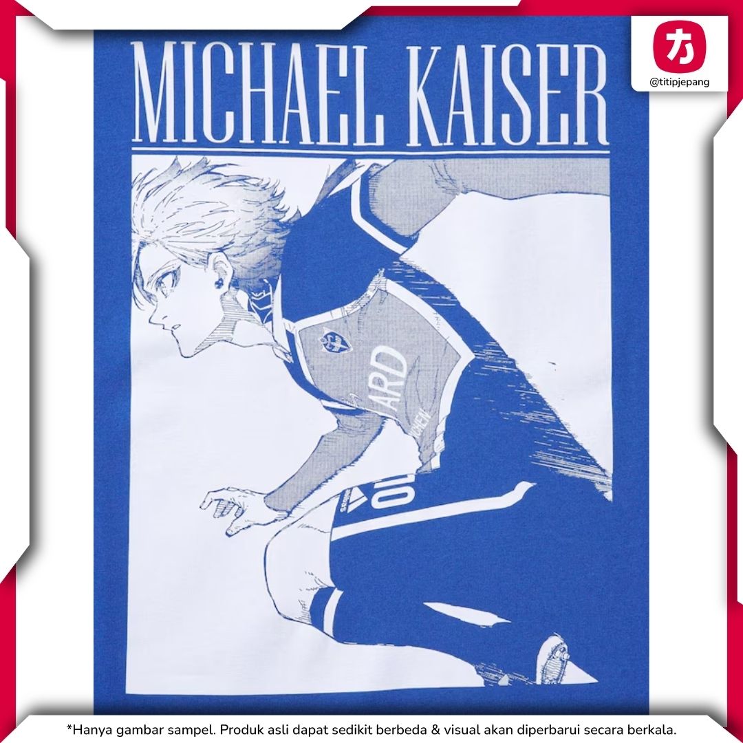 Kaos Blue Lock Uniqlo Kaiser dengan Desain Besar dan Detail Rose di Belakang