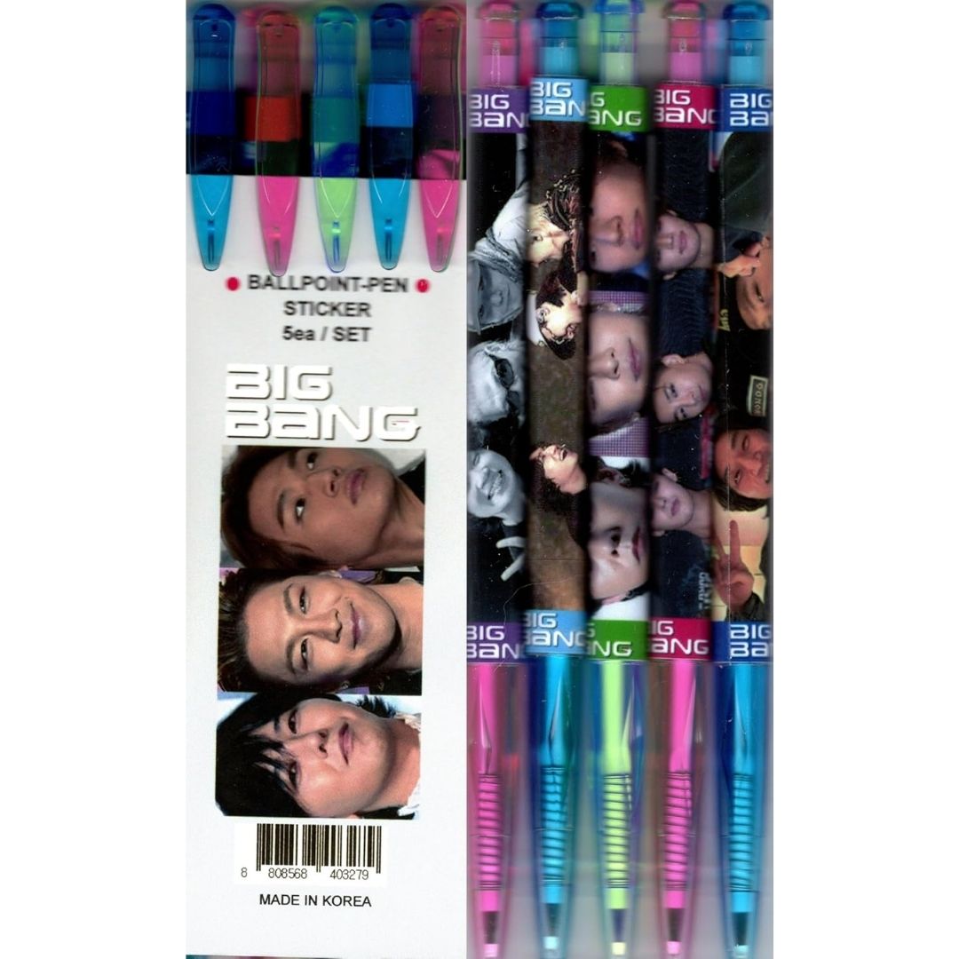 Set Pulpen BIGBANG Isi 5 dengan Bonus Stiker untuk Koleksi Fans