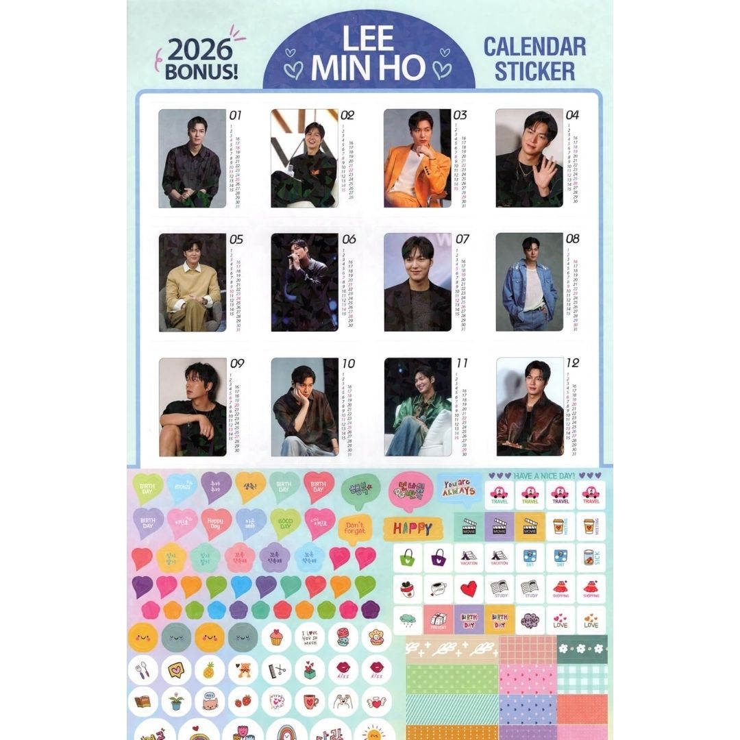 Kalender Dinding Lee Minho 2025 Lengkap dengan Stiker dan Clear File