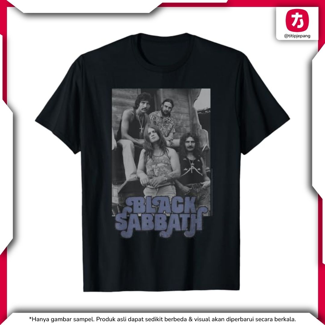 Black Sabbath T-Shirt B and W Band Photo Official Vintage Men Black