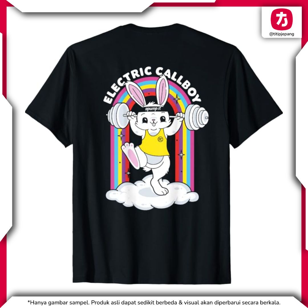 Electric Callboy Pump It Bunny T-Shirt Pria & Wanita, Pilihan Ukuran Lengkap