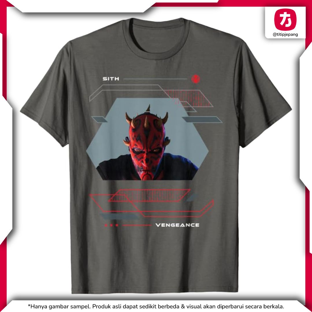 Star Wars Darth Maul Scowl T-Shirt Charcoal untuk Penggemar Sith Star Wars Darth Maul Scowl T-Shirt Charcoal untuk Penggemar Sith