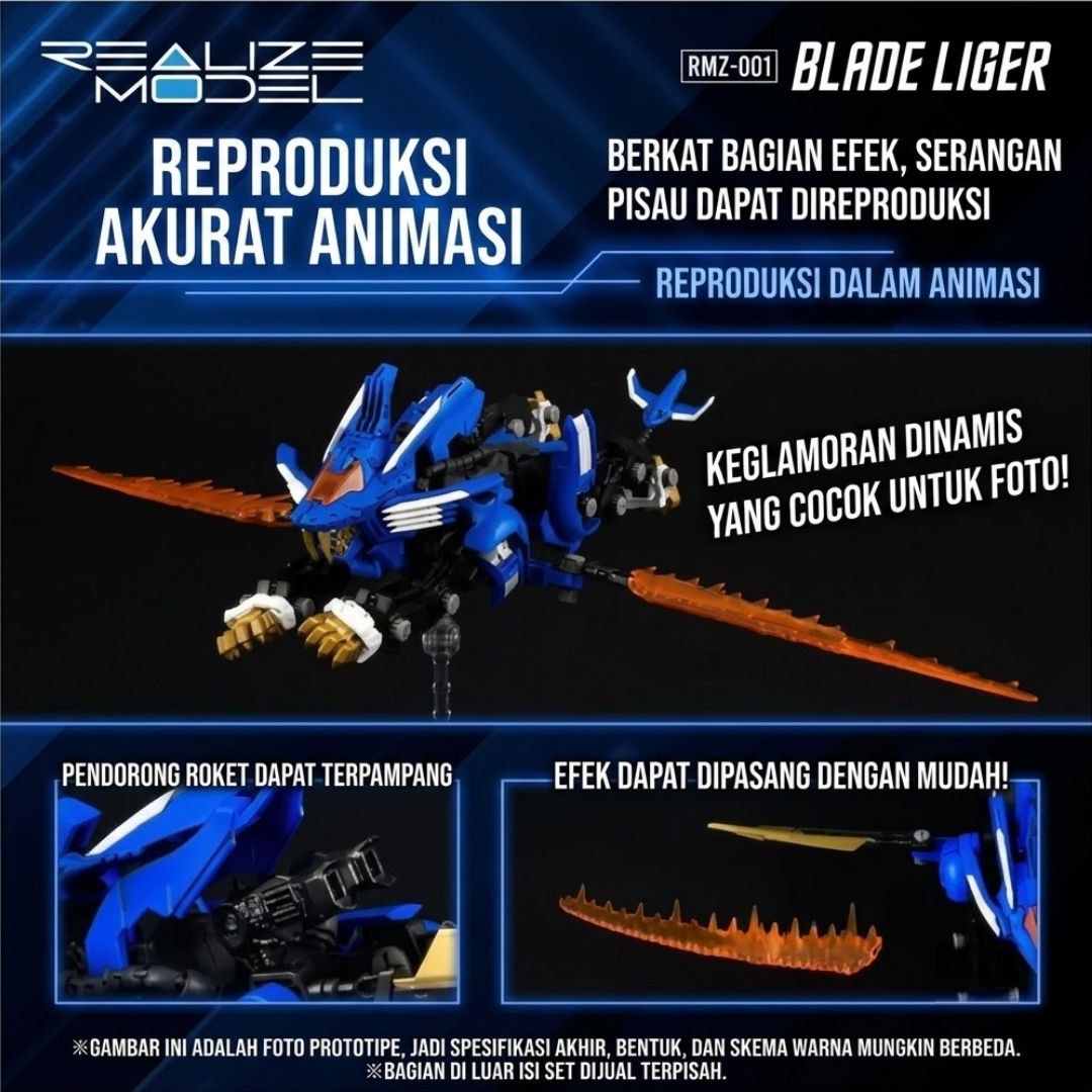 Model Kit Takara Tomy Zoids RMZ-001 Blade Liger Scale 1/100 – Mainan Robot Ori