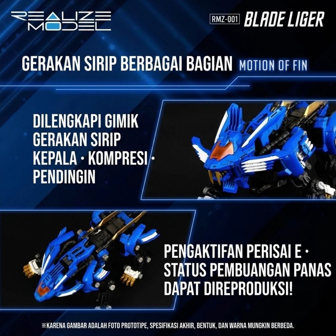 Model Kit Takara Tomy Zoids RMZ-001 Blade Liger Scale 1/100 – Mainan Robot Ori