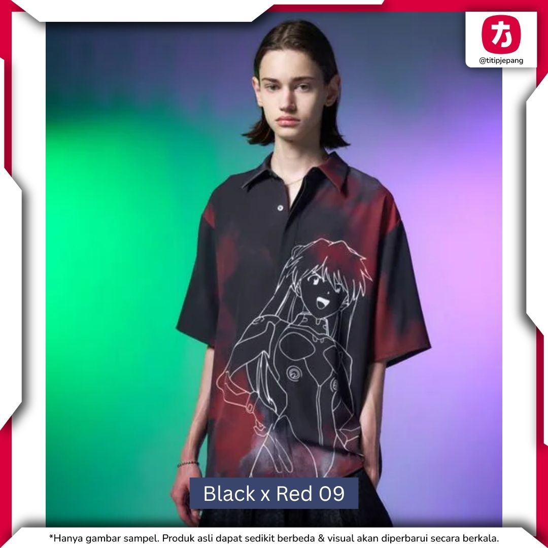 Kemeja Neon Genesis Evangelion x HARE AT Field Knit Shirt Black Purple Kemeja Neon Genesis Evangelion x HARE AT Field Knit Shirt Black Purple