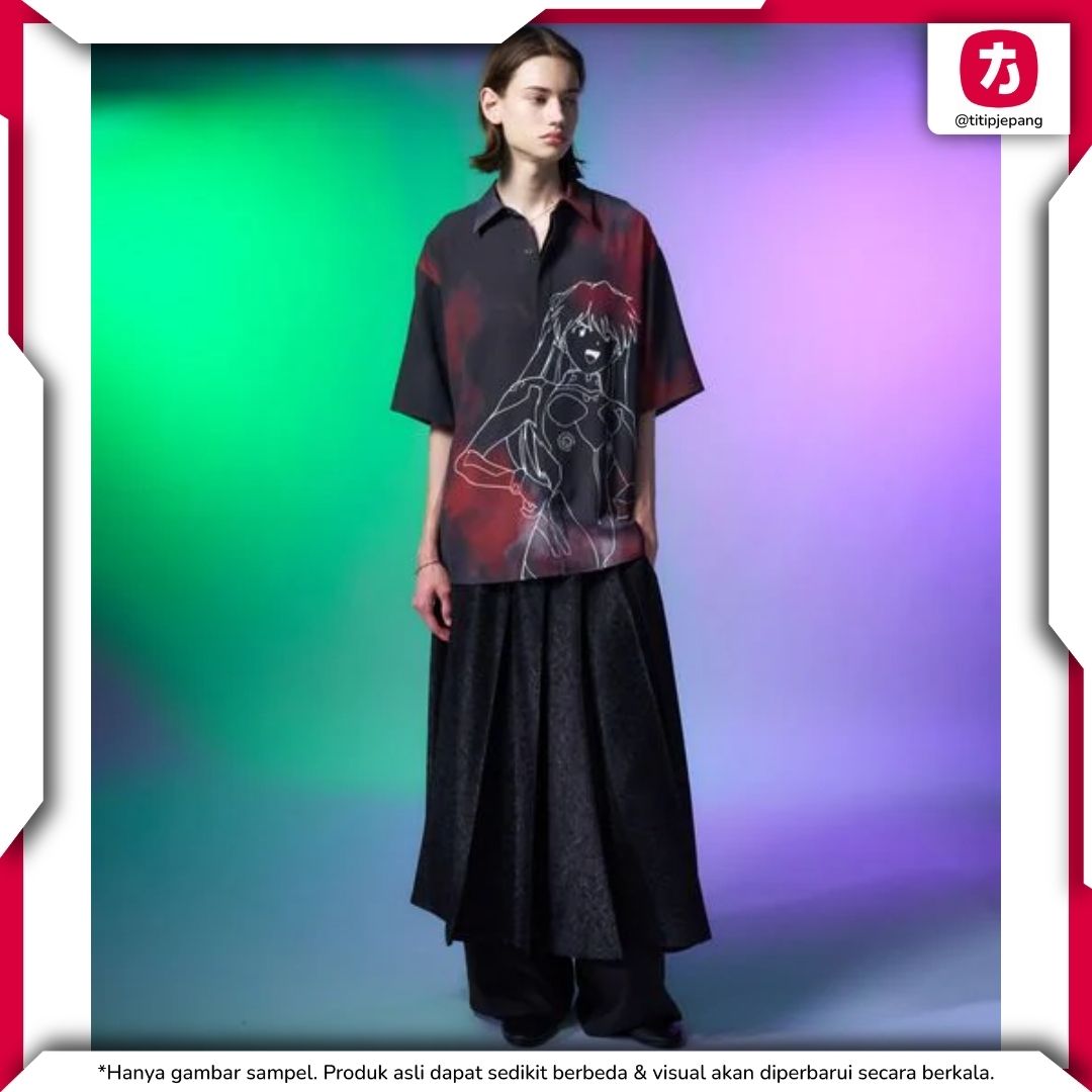 Kemeja Neon Genesis Evangelion x HARE AT Field Knit Shirt Black Purple Kemeja Neon Genesis Evangelion x HARE AT Field Knit Shirt Black Purple