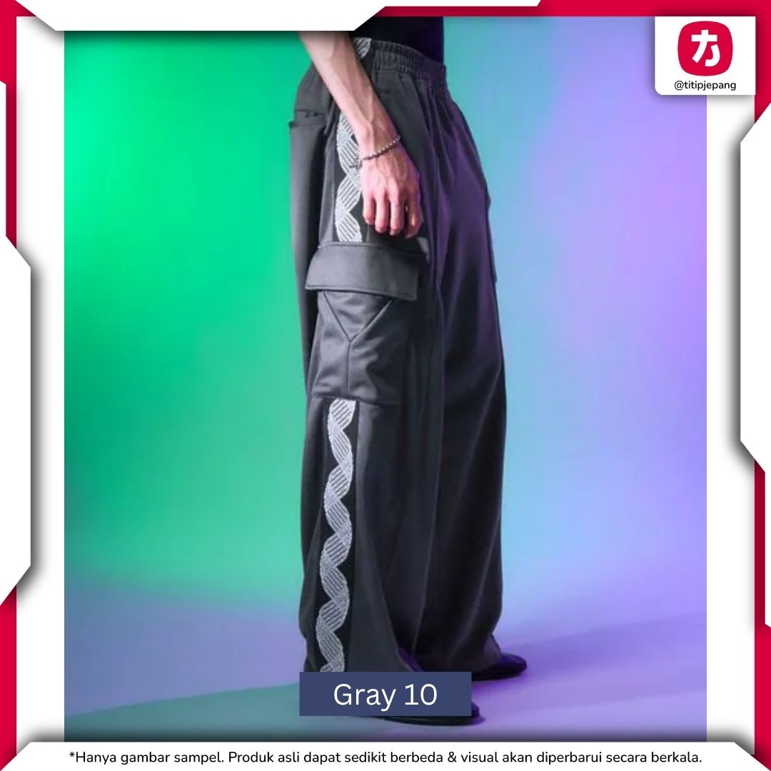 Celana Neon Genesis Evangelion x HARE Cargo Line Pants Black Gray Celana Neon Genesis Evangelion x HARE Cargo Line Pants Black Gray