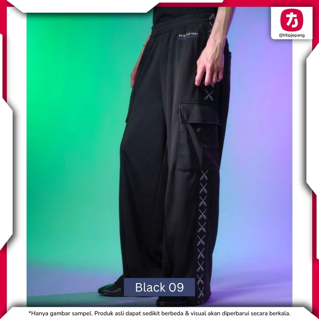 Celana Neon Genesis Evangelion x HARE Cargo Line Pants Black Gray Celana Neon Genesis Evangelion x HARE Cargo Line Pants Black Gray