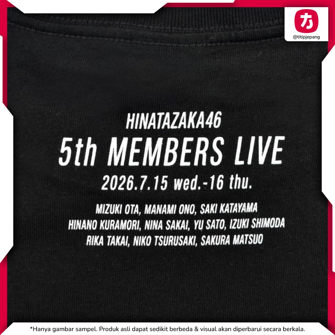 Hinatazaka46 5th Generation T-Shirt Black Logo LIVE Resmi 100% Cotton Hinatazaka46 5th Generation T-Shirt Black Logo LIVE Resmi 100% Cotton
