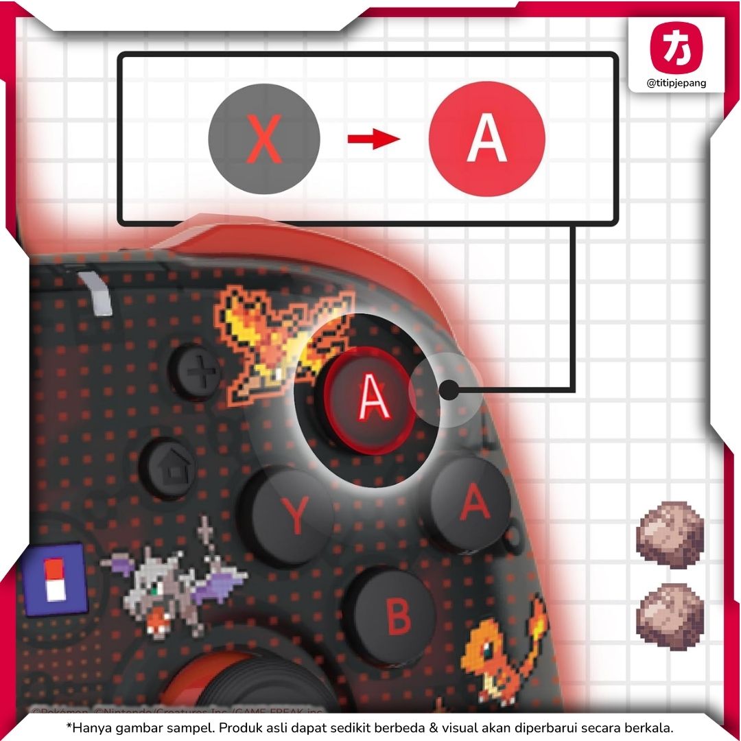 Hori Pad TURBO Pokemon 30th Pixel Red Wired Controller Switch 2