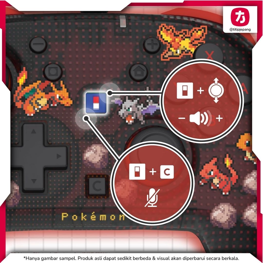 Hori Pad TURBO Pokemon 30th Pixel Red Wired Controller Switch 2