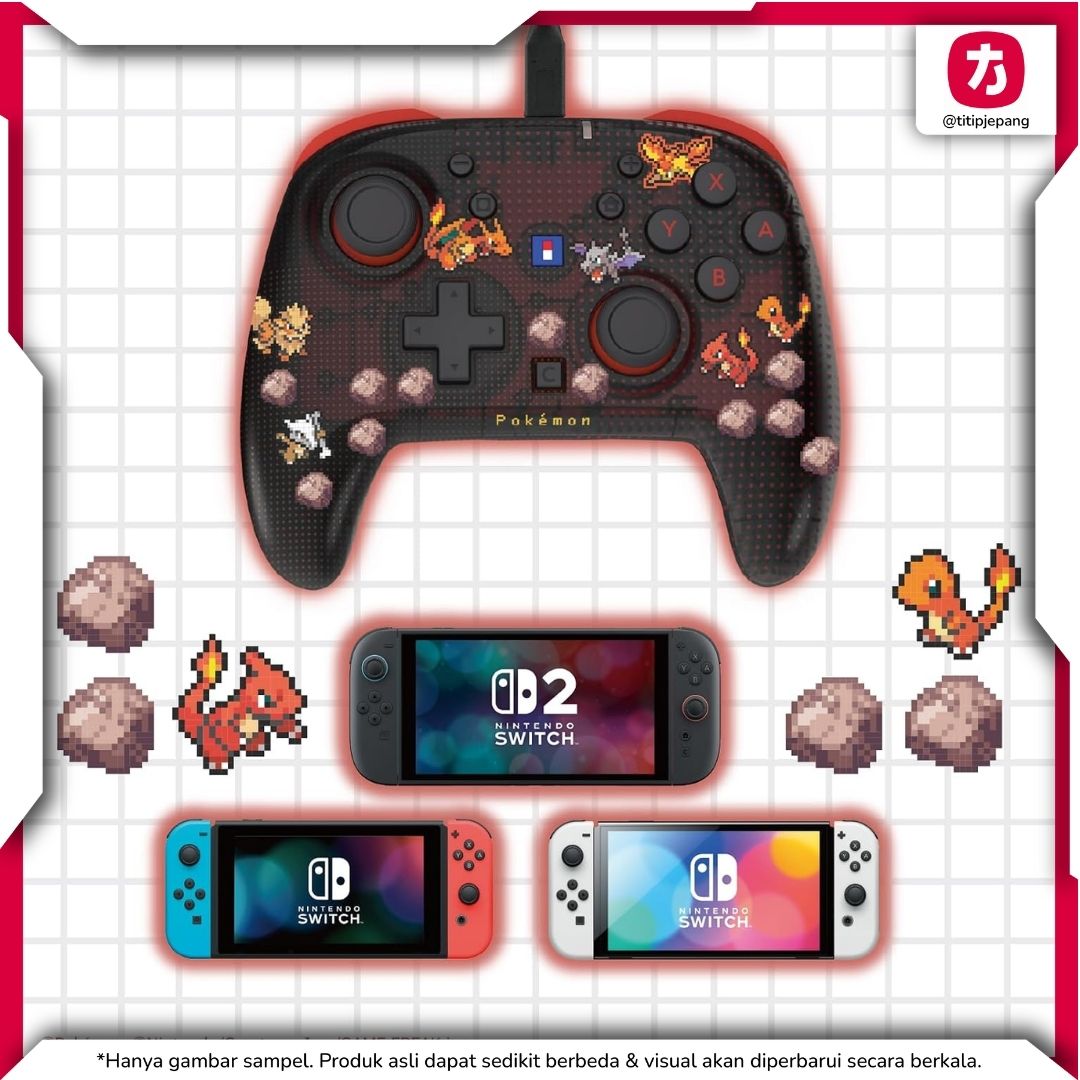 Hori Pad TURBO Pokemon 30th Pixel Red Wired Controller Switch 2