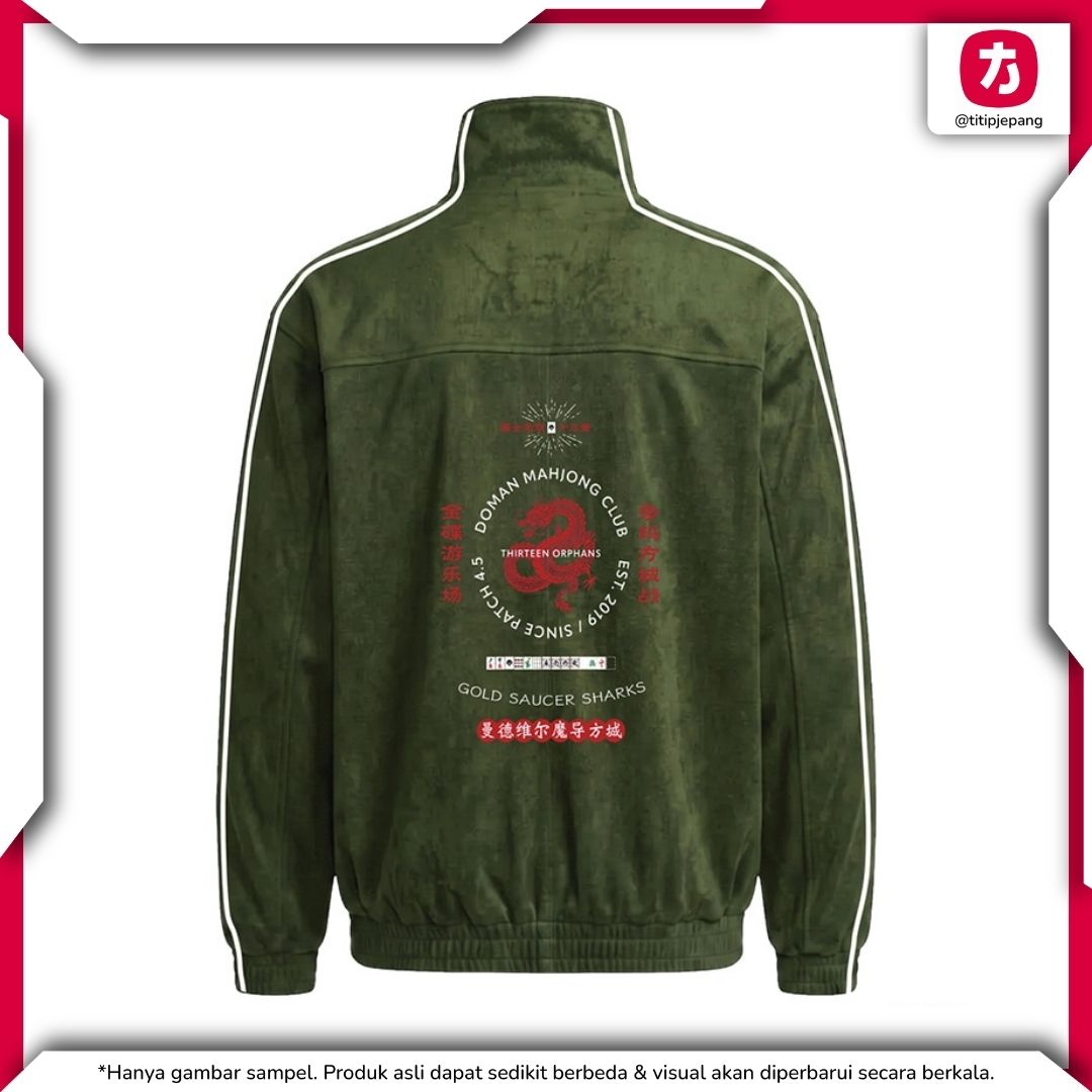 Jaket Final Fantasy XIV Lit Baff Apt Thirteen Orphans Track Jacket Hijau Jaket Final Fantasy XIV Lit Baff Apt Thirteen Orphans Track Jacket Hijau