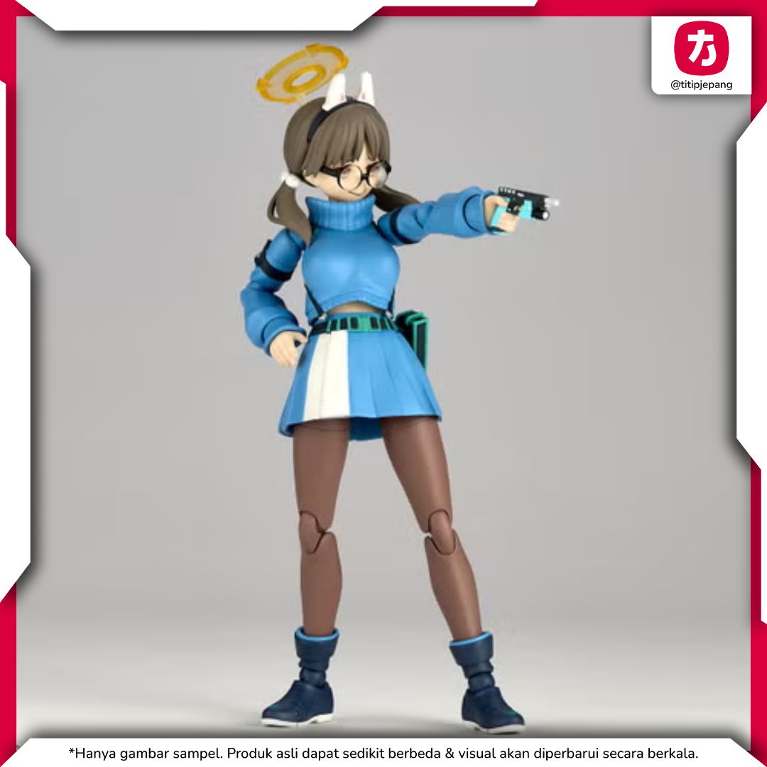 Revoltech Moe Blue Archive Figure dengan RABBIT-224 Pistol untuk Koleksi