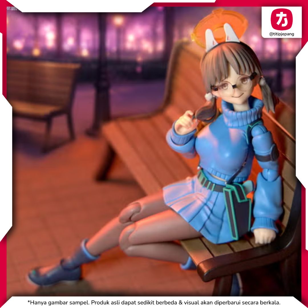 Revoltech Moe Blue Archive Figure dengan RABBIT-224 Pistol untuk Koleksi