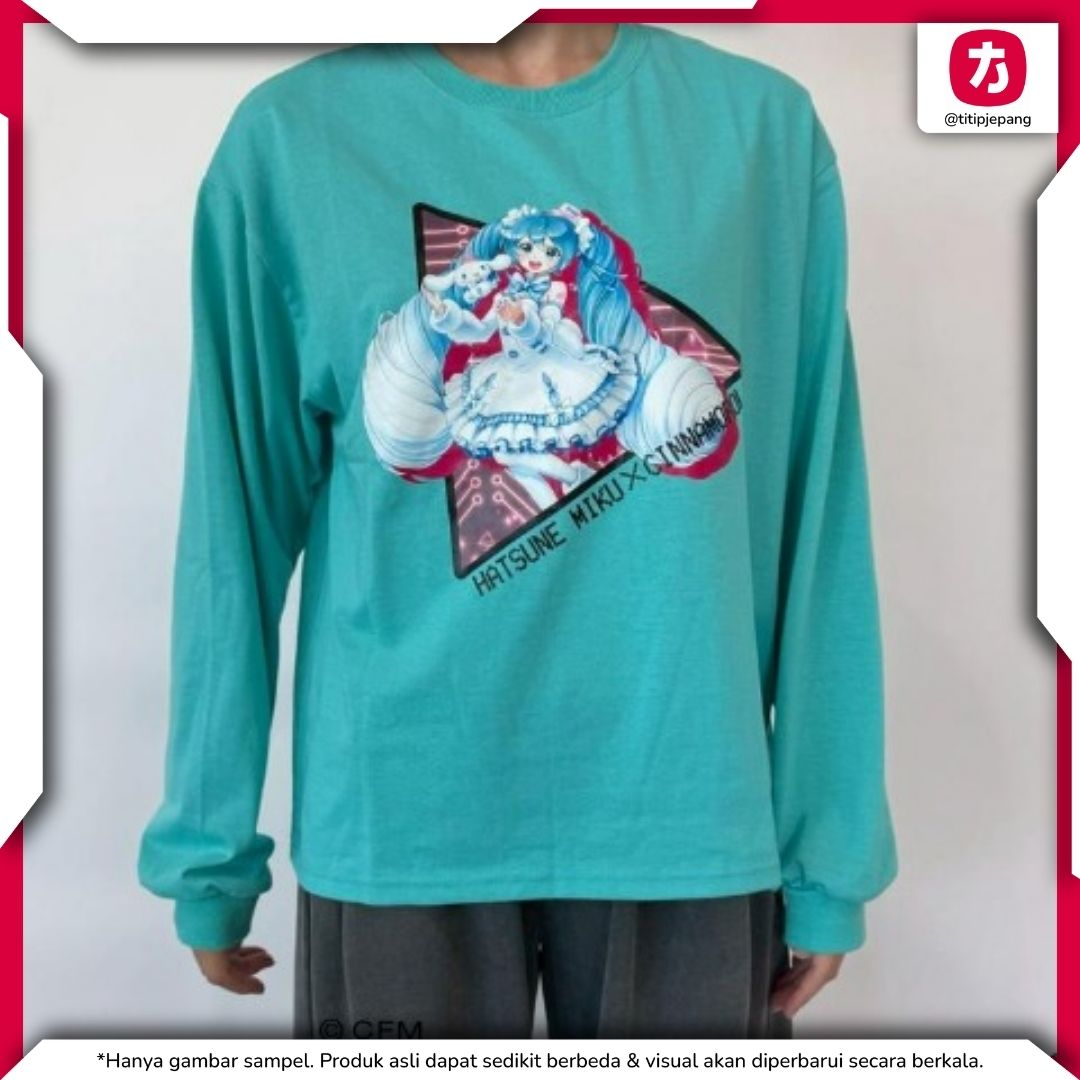 Hatsune Miku Pullover Black Mint Green Kolaborasi Piapro x Sanrio Premium Hatsune Miku Pullover Black Mint Green Kolaborasi Piapro x Sanrio Premium