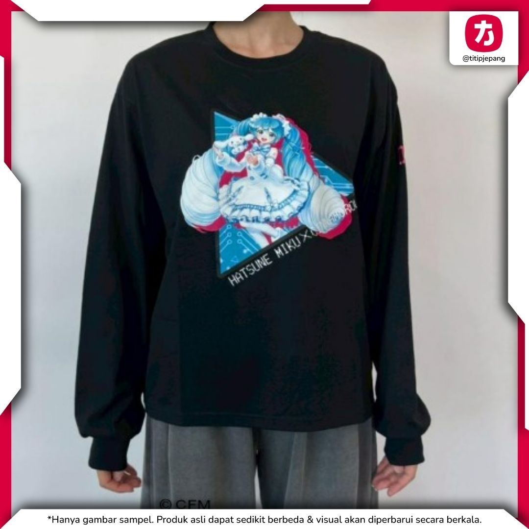 Hatsune Miku Pullover Black Mint Green Kolaborasi Piapro x Sanrio Premium Hatsune Miku Pullover Black Mint Green Kolaborasi Piapro x Sanrio Premium