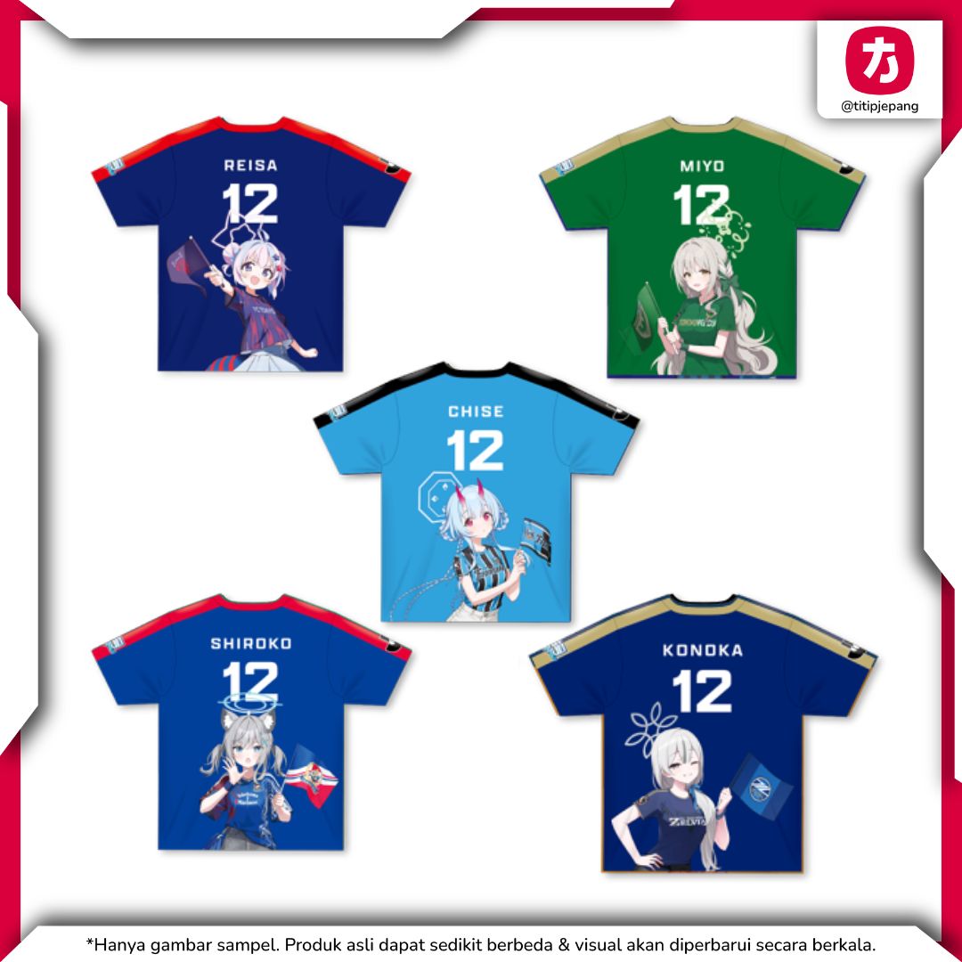 Blue Archive x J.League Confit T-Shirt Pilih Variasi dan Size Resmi