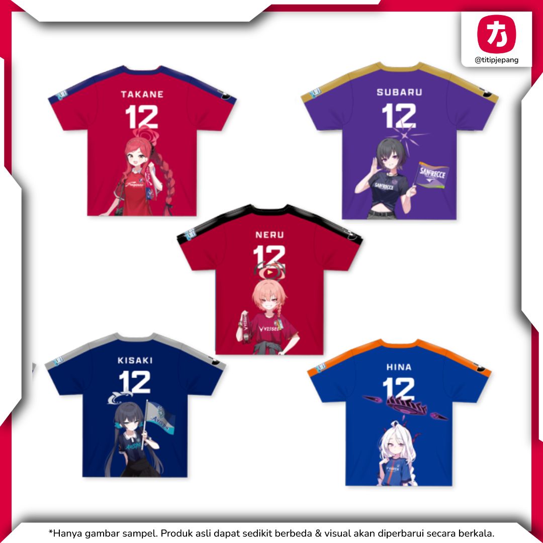 Blue Archive x J.League Confit T-Shirt Pilih Variasi dan Size Resmi
