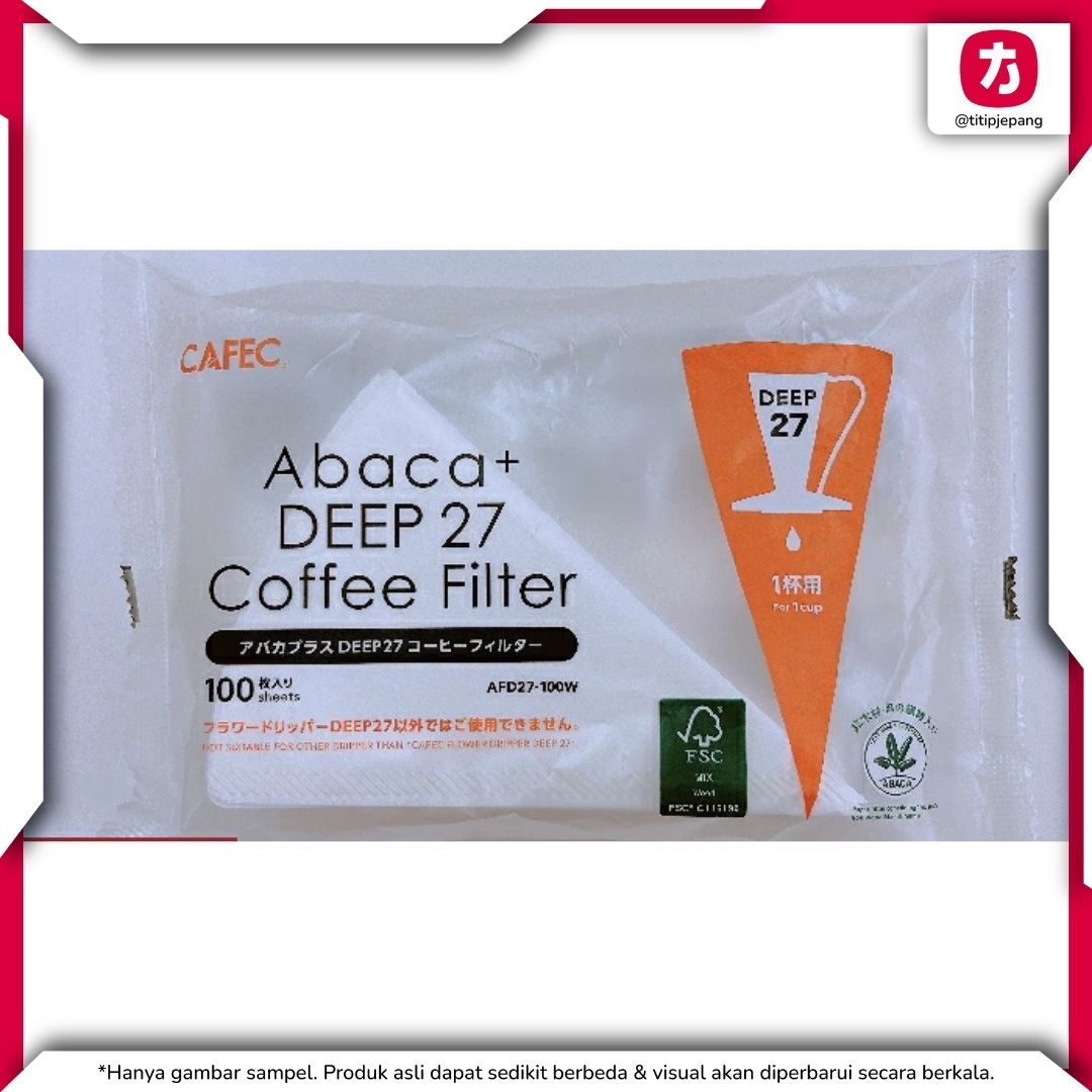 CAFEC Abaca Plus DEEP27 Coffee Filter 100 Sheets Ready Stock untuk Seduhan Stabil