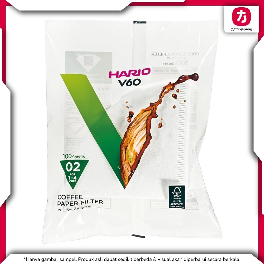 HARIO Paper Filter 02 100 Sheets untuk Seduhan V60 1–4 Cangkir