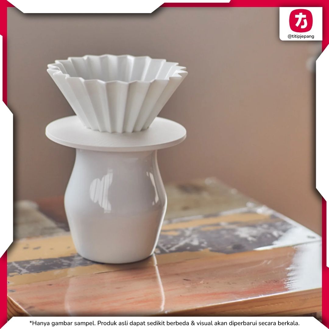 ORIGAMI Holder Grain White untuk Penyangga Dripper dengan Motif Serat Kayu