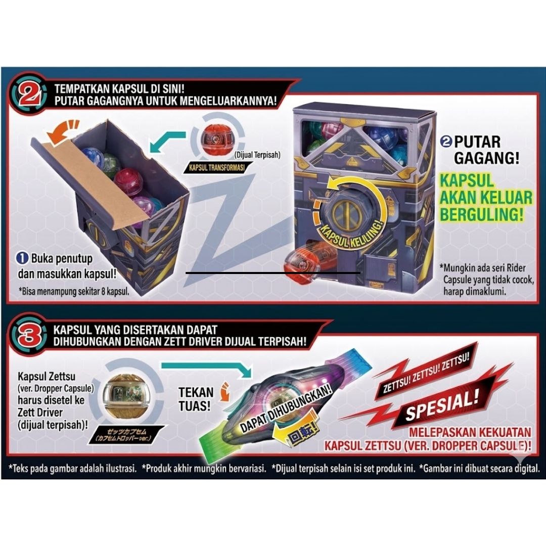 Kamen Rider Zezt Capsem Dropper Kit Bandai Mainan DIY dan Koleksi Seru