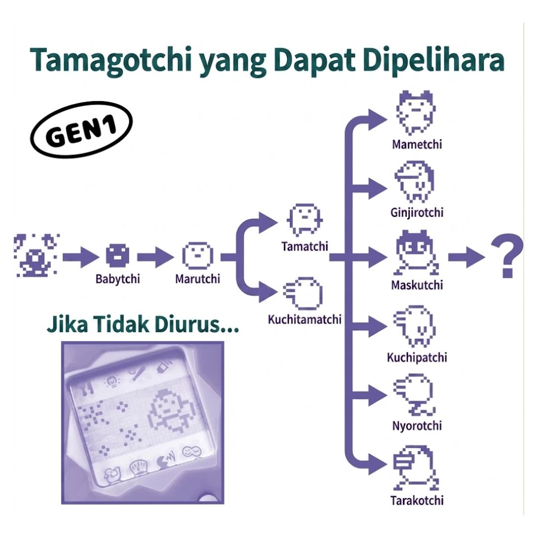 Tama Yummy Original Tamagotchi Bandai Virtual Pet Klasik Generasi Pertama