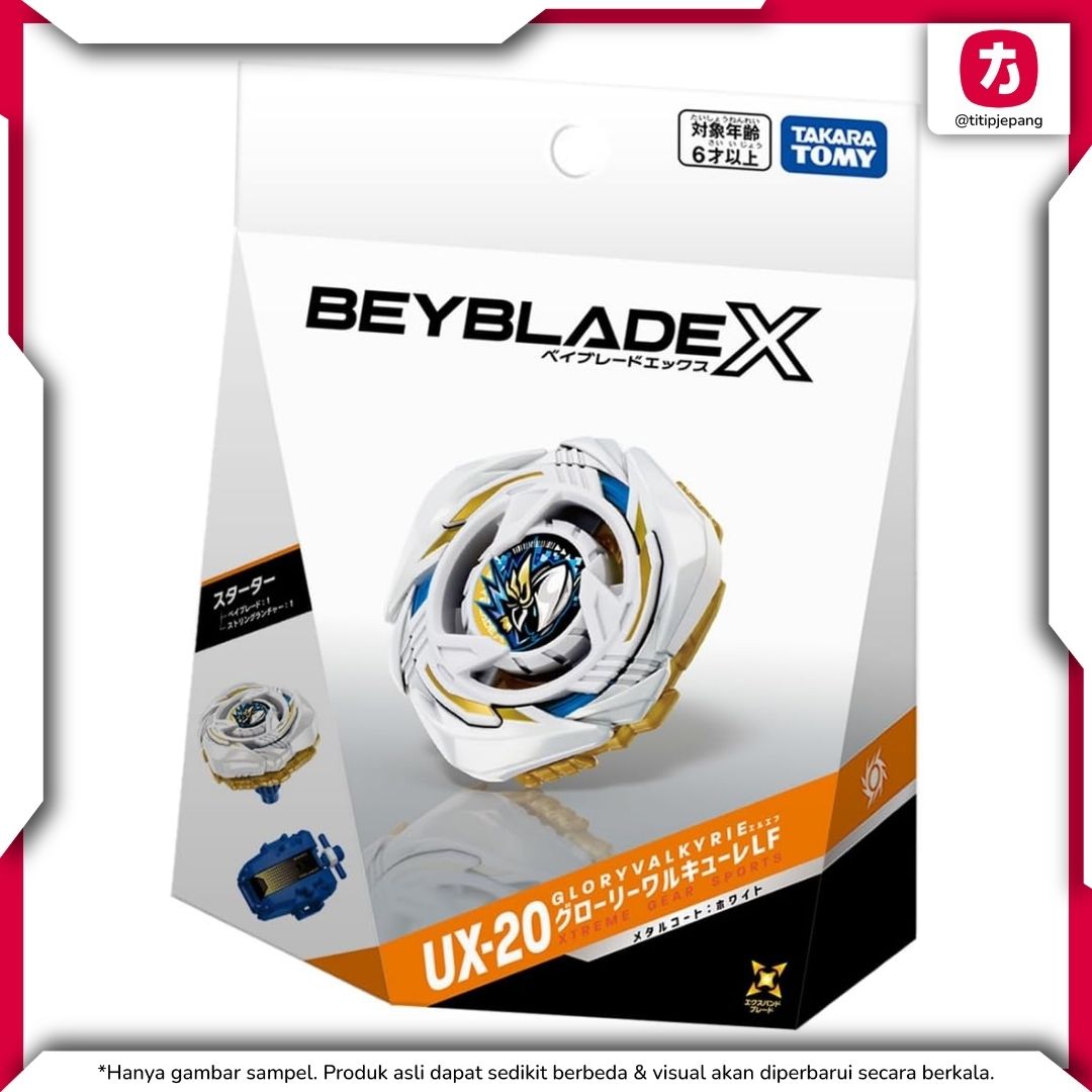 Beyblade X UX-20 Starter Glory Valkyrie LF Attack Type dengan String Launcher