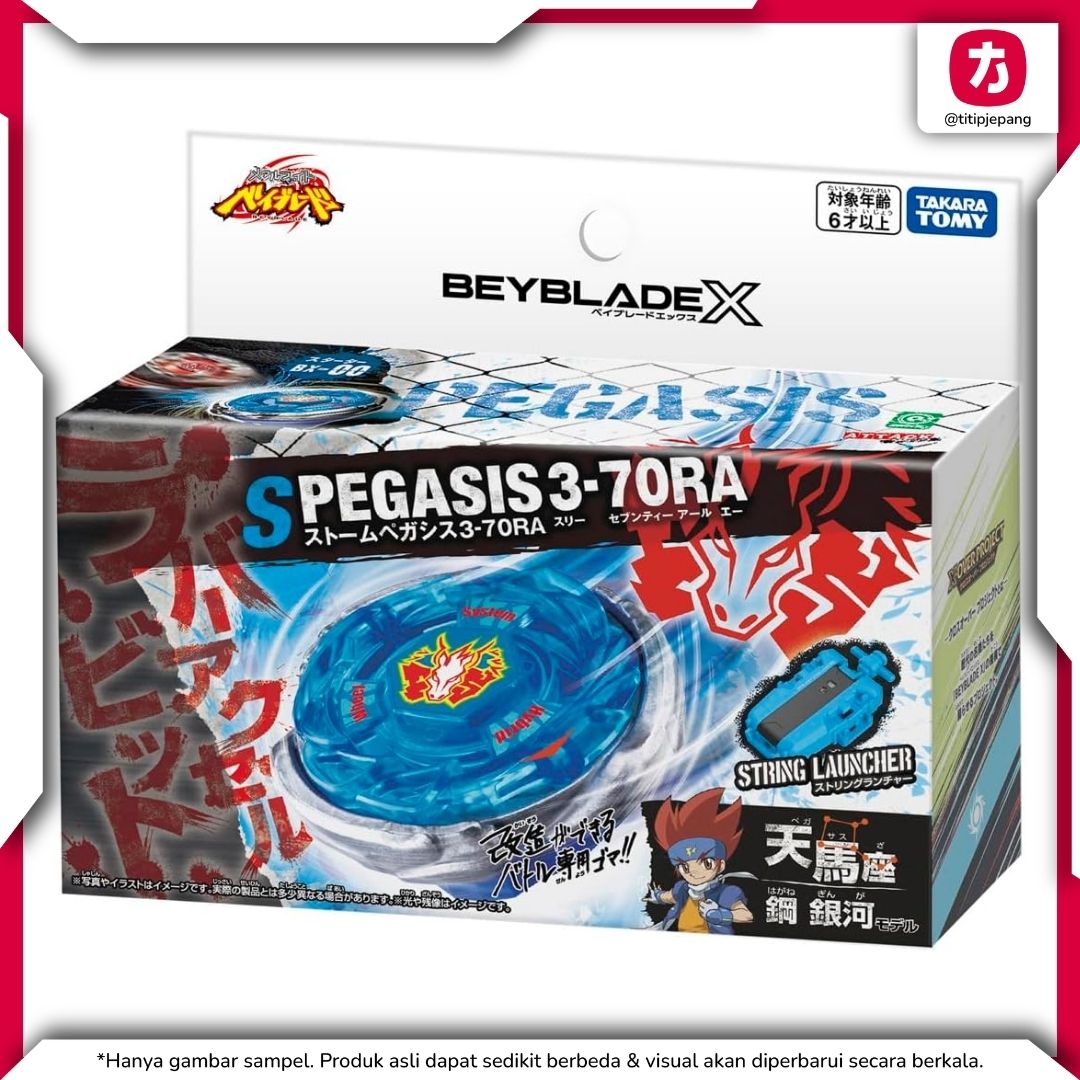 Beyblade X BX-00 Pegasis 3-70RA Starter dengan String Launcher Beyblade X BX-00 Pegasis 3-70RA Starter dengan String Launcher