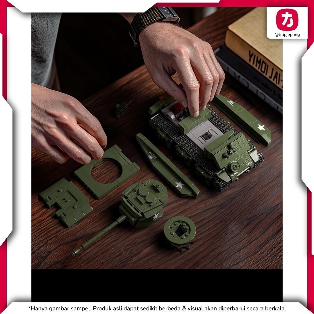 Nifeliz M4A3E8 Tank Block, Model Sherman Detail untuk Koleksi Militer Nifeliz M4A3E8 Tank Block, Model Sherman Detail untuk Koleksi Militer