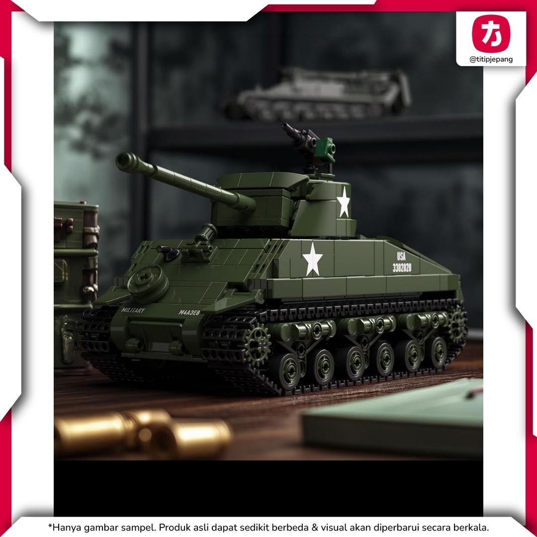 Nifeliz M4A3E8 Tank Block, Model Sherman Detail untuk Koleksi Militer